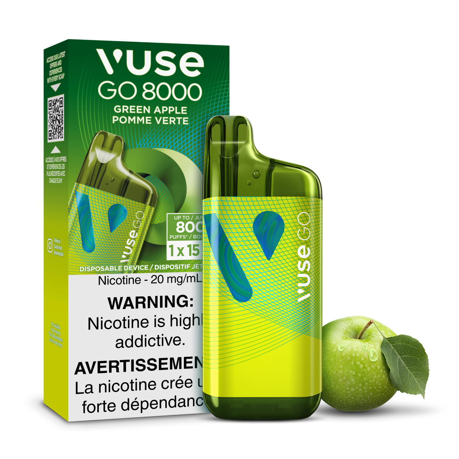 Vuse Go 8000 Green Apple Disposable Vape
